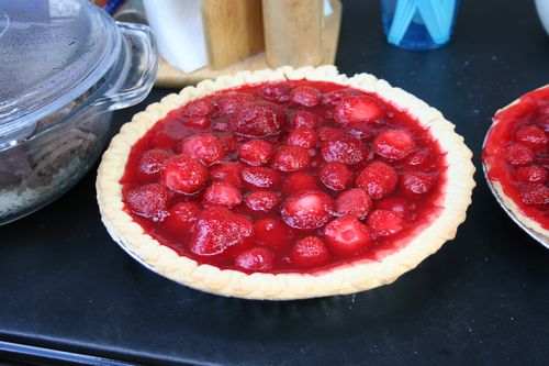 Homemade strawberry pie from strawberries picked fresh that morning