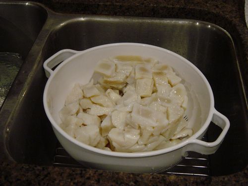 Drained fish chunks