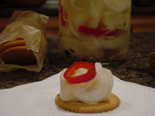 Pickled Northern on a Ritz cracker